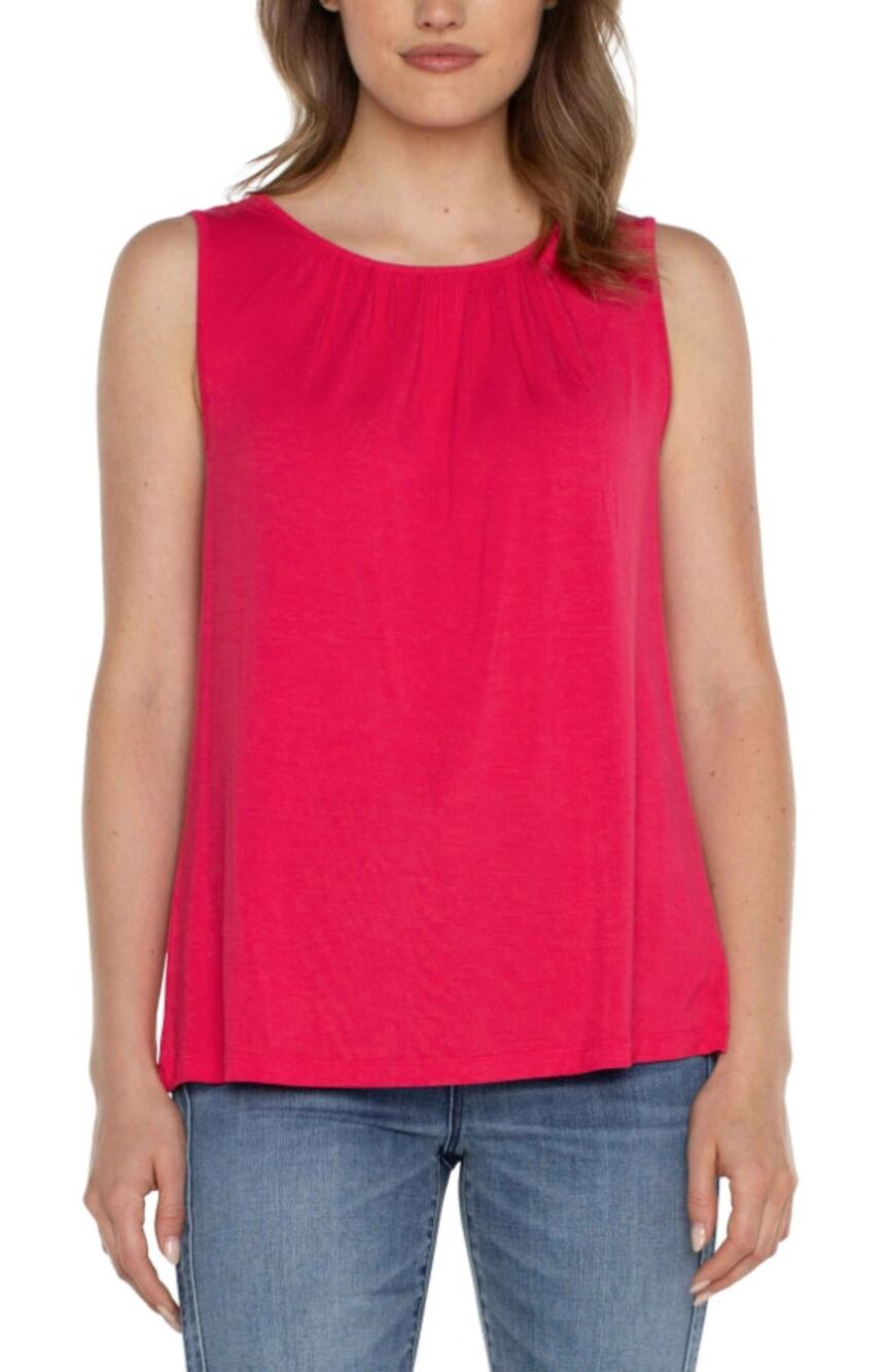 NWT Liverpool Pink XS Knit Sleeveless A-Line Top Blouse Crew Neck